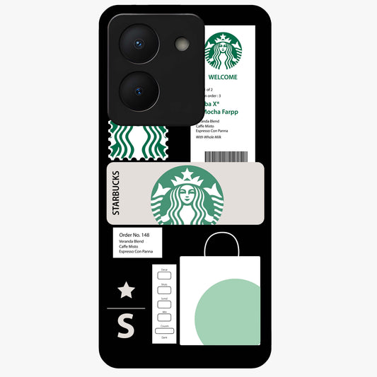 Starbucks Mocha Glass Case showing flat back view with coffee inspired artwork and glossy glass finish.