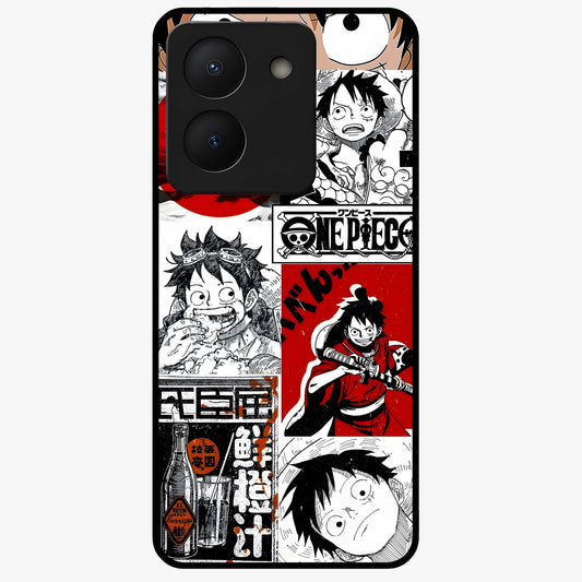 Strawhat Chaos Panels Glass Case showing flat back view with anime inspired chaos panel artwork and glossy glass finish.