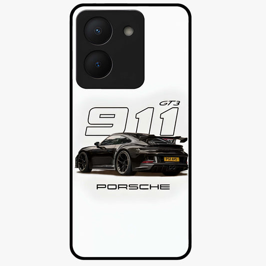Turbo Legacy Icon Glass Case showing flat back view with iconic sports car inspired artwork and glossy glass finish.