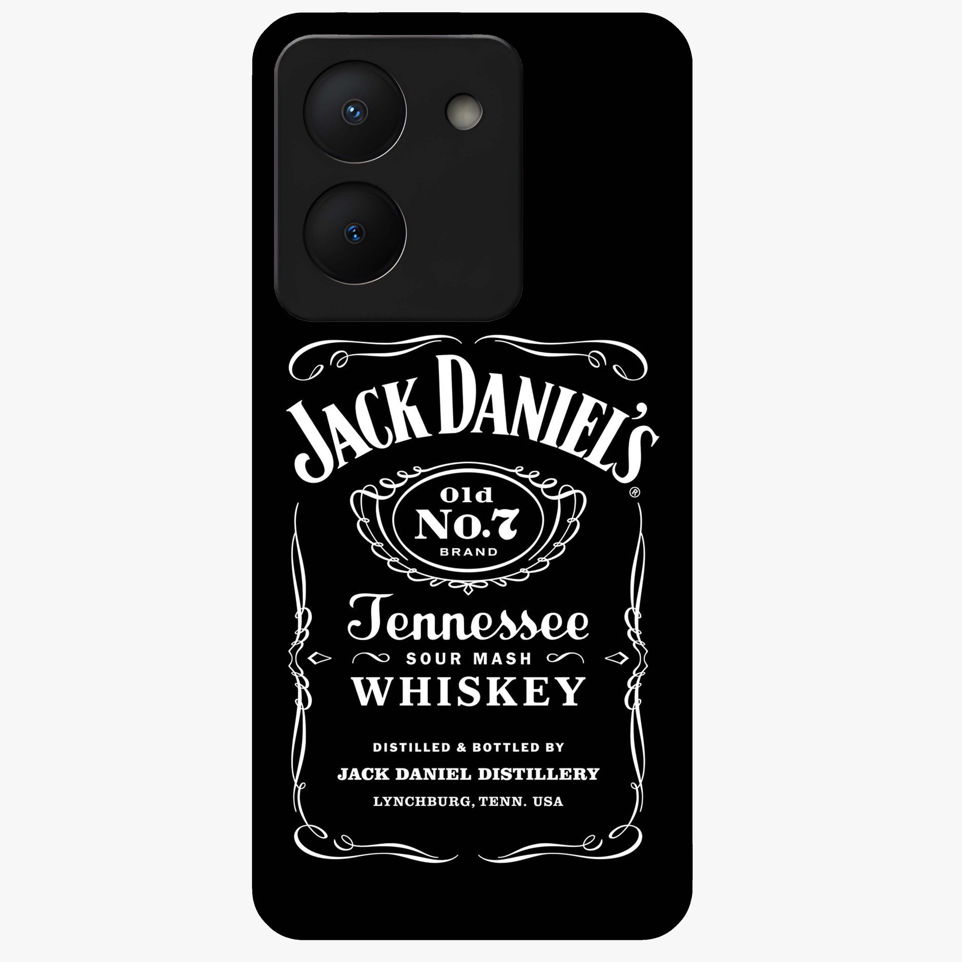 Vintage Whiskey Heritage Glass Case showing flat back view with classic whiskey inspired artwork and glossy glass finish.