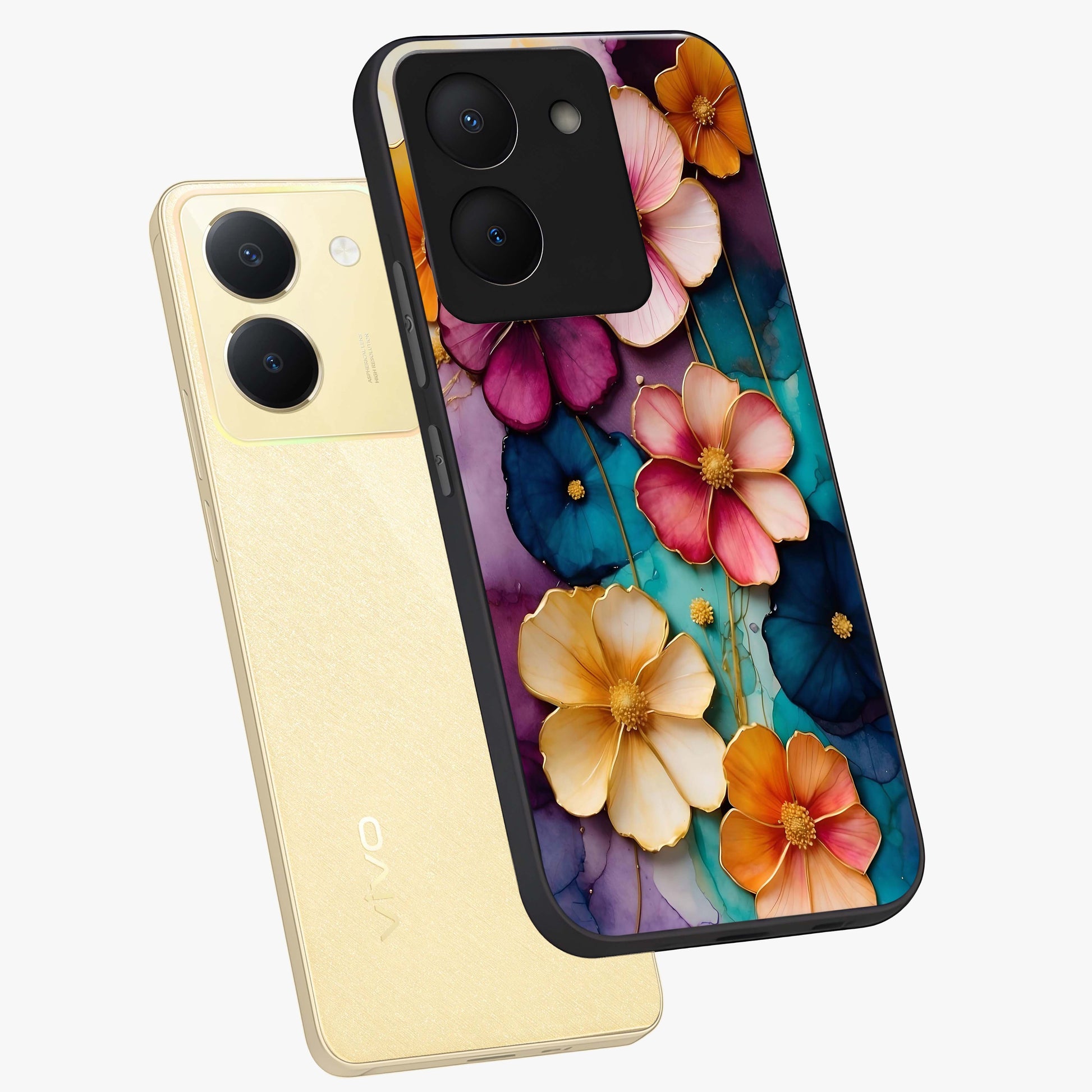 Artlyn Grace Flower Pattern Glass Case displayed in angled mockup highlighting delicate flower pattern design and smooth glass surface.