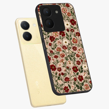 Biege Flower With Leaf Glass Case displayed in angled mockup highlighting minimal floral leaf design and elegant aesthetic.