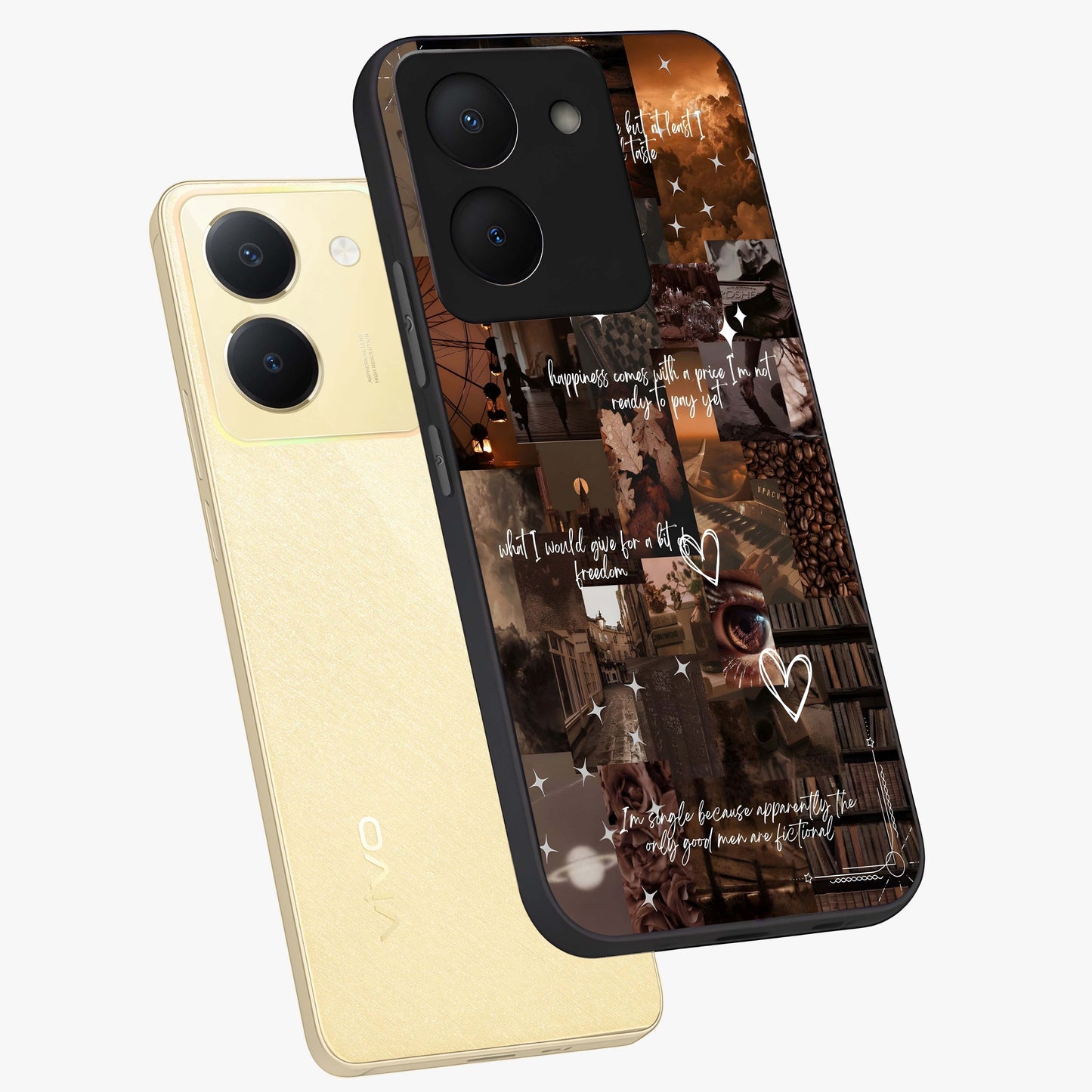 Bittersweet Aesthetic Chaos Glass Case displayed in angled mockup highlighting expressive abstract artwork and edgy aesthetic theme.