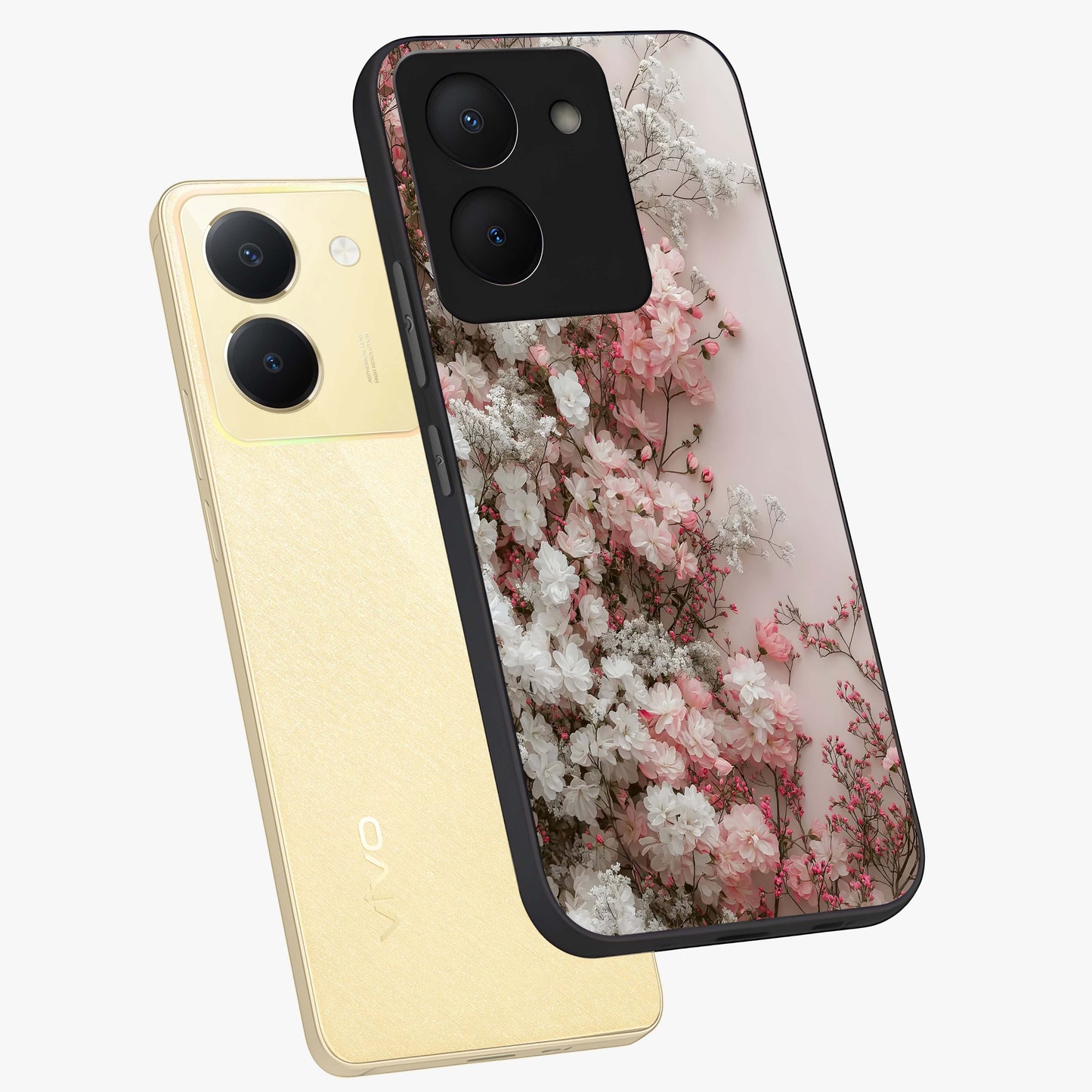 Blush Blossom Cloud Glass Case displayed in angled mockup highlighting soft cloud and blossom design with pastel aesthetic.