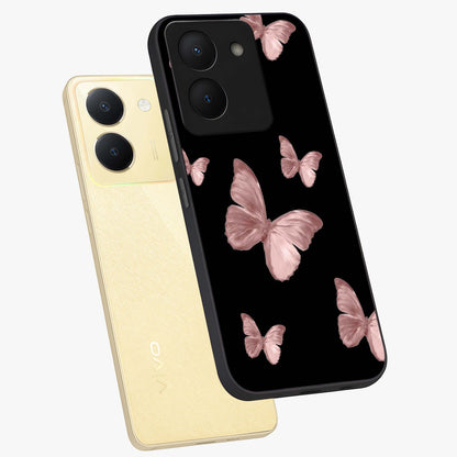 Butterfly Pattern Glass Case displayed in angled mockup highlighting delicate butterfly design and aesthetic pattern style.