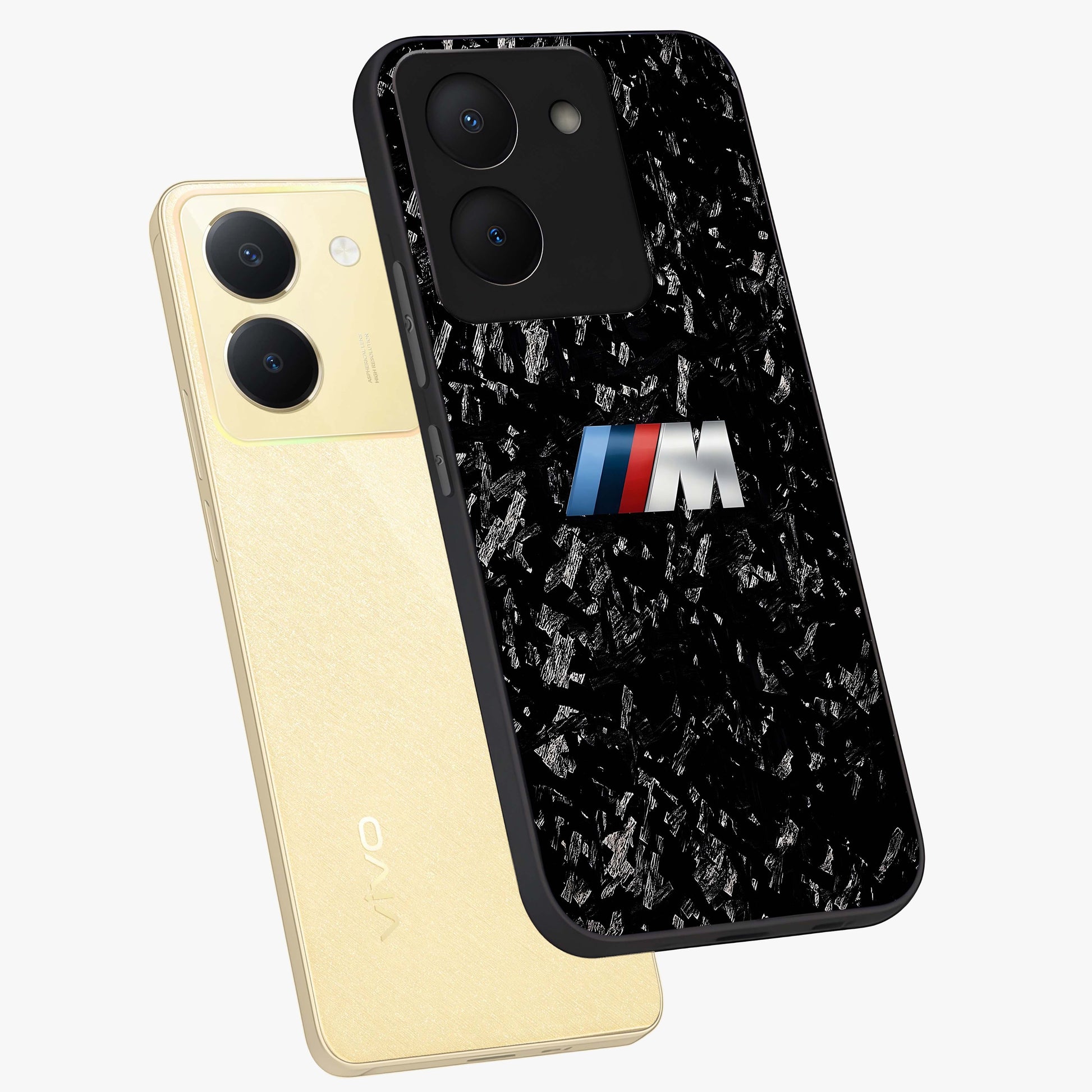 Carbon Speed Mark Glass Case displayed in angled mockup highlighting racing inspired carbon design and sleek aesthetic style.