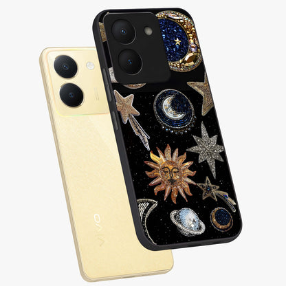 Celestial Gem Constellations Glass Case displayed in angled mockup highlighting gemstone inspired constellation design.
