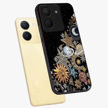 Cosmic Sparkle Dreams Glass Case displayed in angled mockup highlighting dreamy star sparkle design with celestial aesthetic.