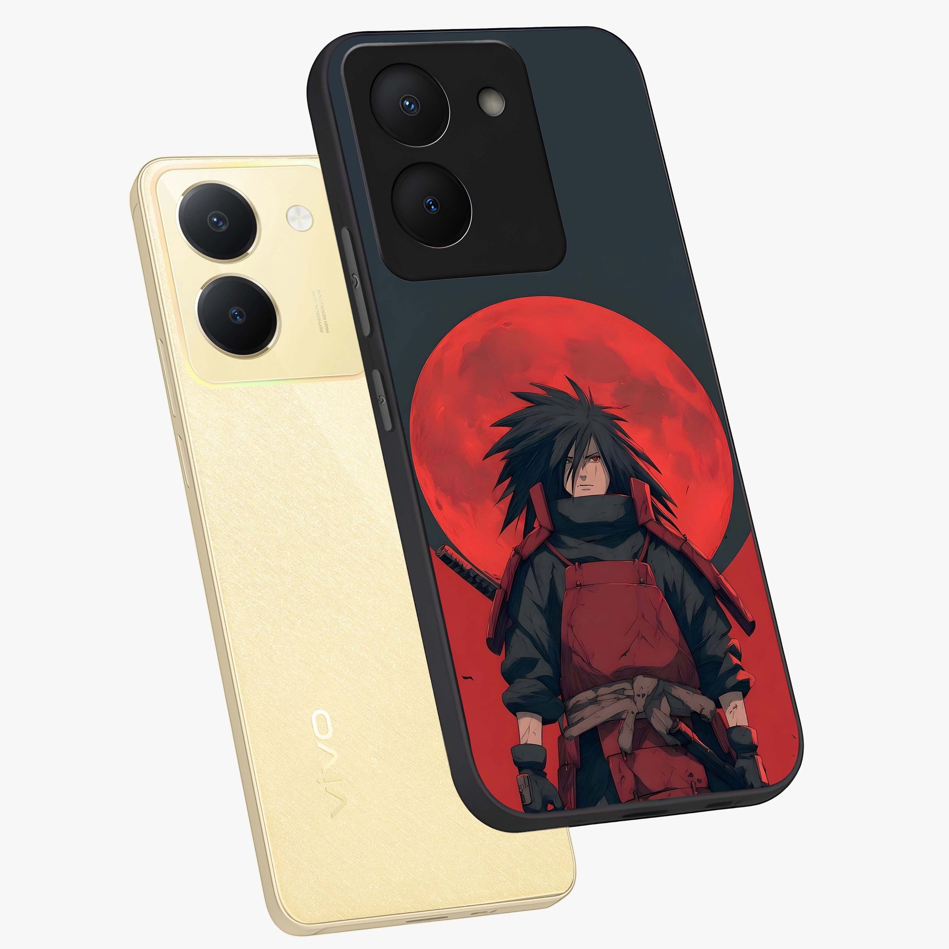 Crimson Moon Warlord Glass Case displayed in angled mockup highlighting dramatic crimson moon design with fantasy aesthetic.