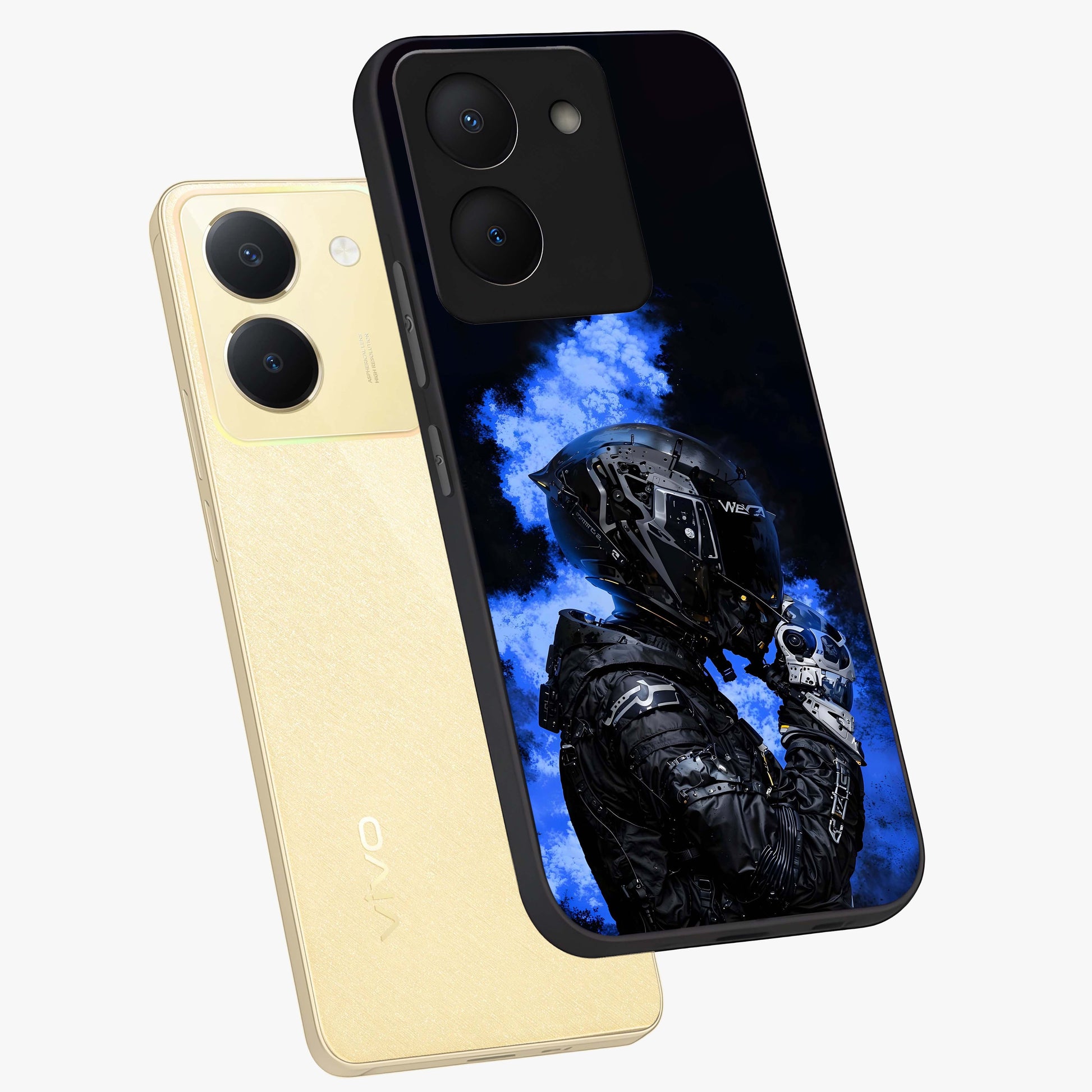 Cyber Sentinel Protocol Glass Case displayed in angled mockup highlighting digital cyber design with sci-fi aesthetic style.