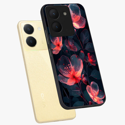 Dark Shade of Flower Glass Case displayed in angled mockup highlighting moody floral illustration with aesthetic dark tones.