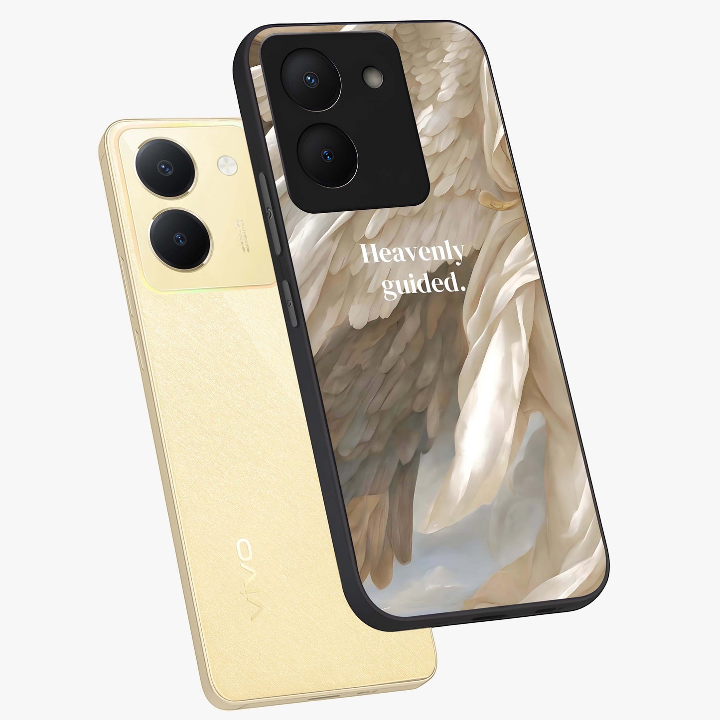 Divine Winged Grace Glass Case displayed in angled mockup highlighting graceful wing design with divine aesthetic style.