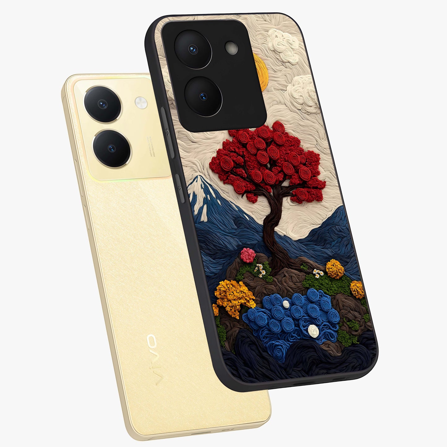 Eternal Nature Tapestry Glass Case displayed in angled mockup highlighting detailed botanical pattern with artistic aesthetic.