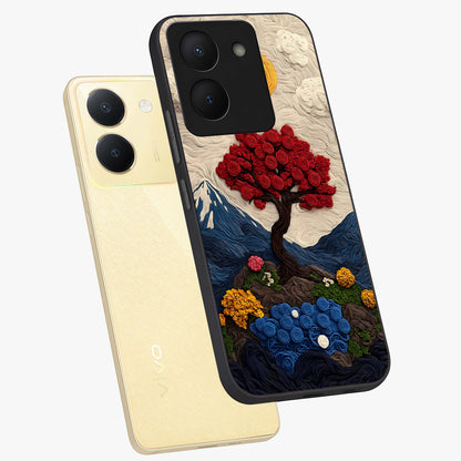 Eternal Nature Tapestry Glass Case displayed in angled mockup highlighting detailed botanical pattern with artistic aesthetic.