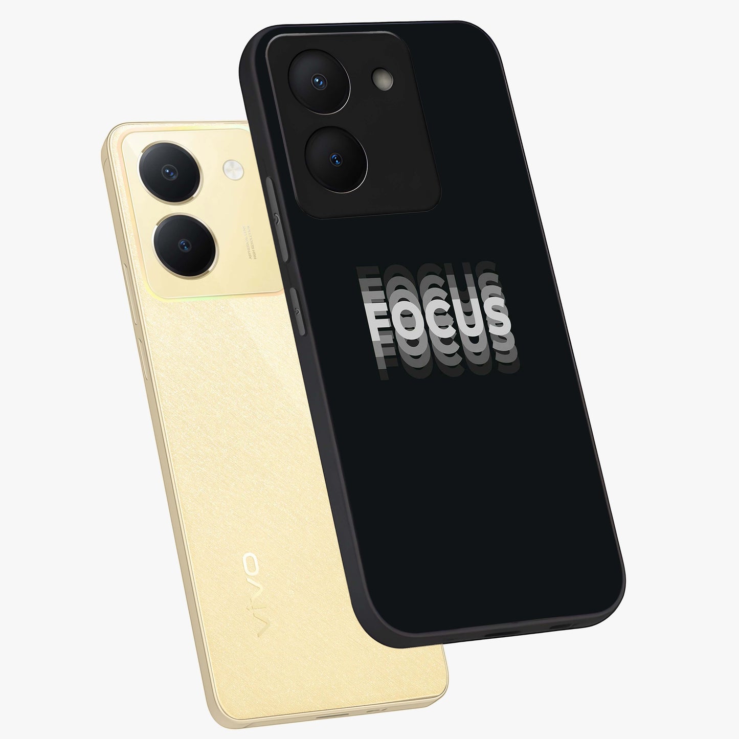 Focus Mode On Glass Case displayed in angled mockup highlighting clean minimal text artwork with modern aesthetic style.