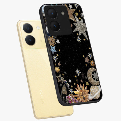 Galactic Jewel Stars Glass Case displayed in angled mockup highlighting shining celestial star design with cosmic aesthetic style.