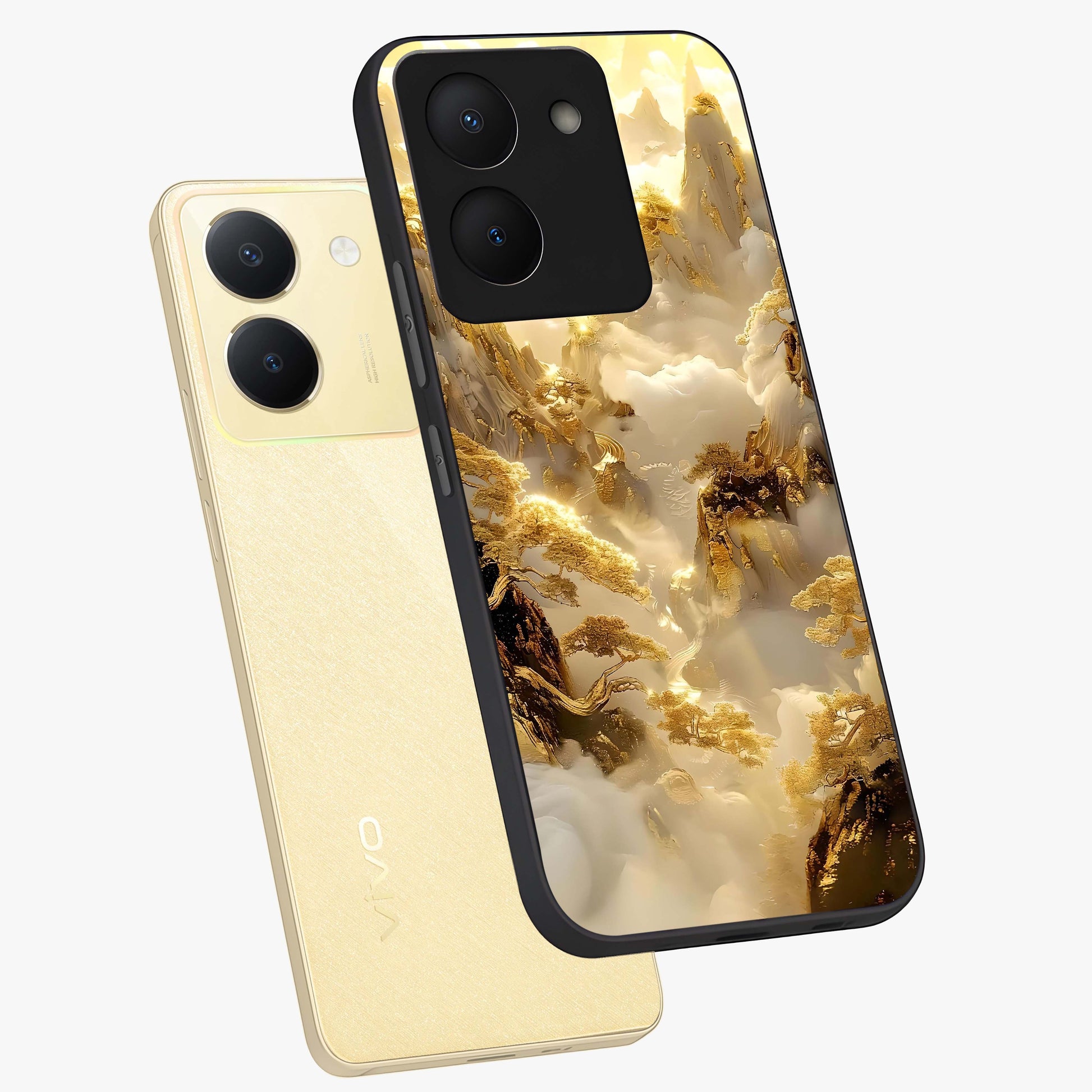 Gates Of Illumination Glass Case displayed in angled mockup highlighting radiant portal inspired design with fantasy aesthetic.