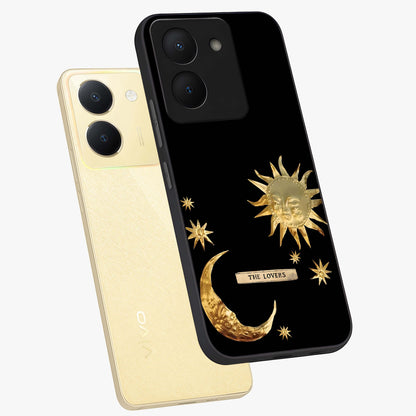 Gold Sun Blush Glass Case displayed in angled mockup highlighting radiant sun design with warm golden aesthetic.
