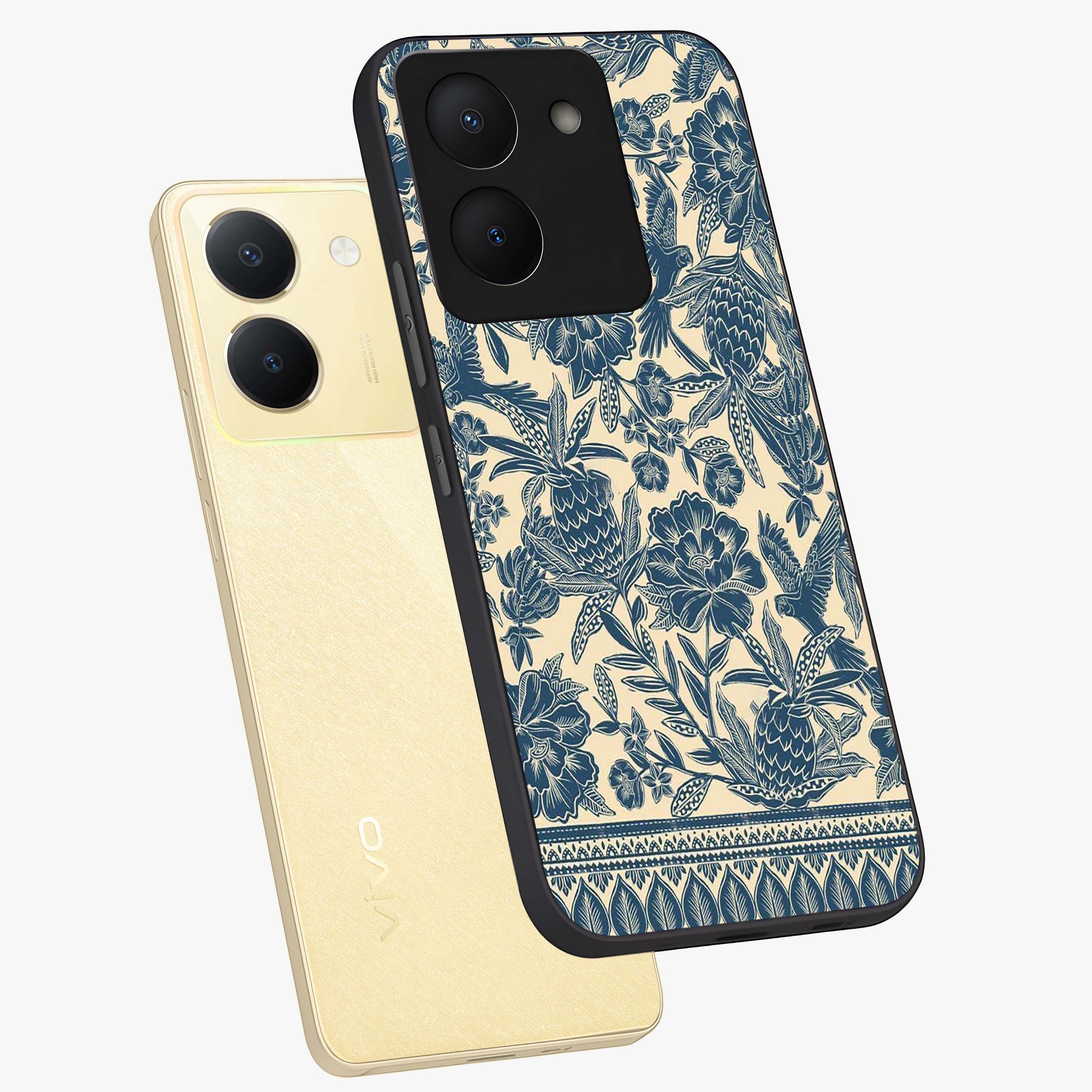 Heirloom Wild Bloom Glass Case displayed in angled mockup highlighting botanical bloom design with classic aesthetic style.