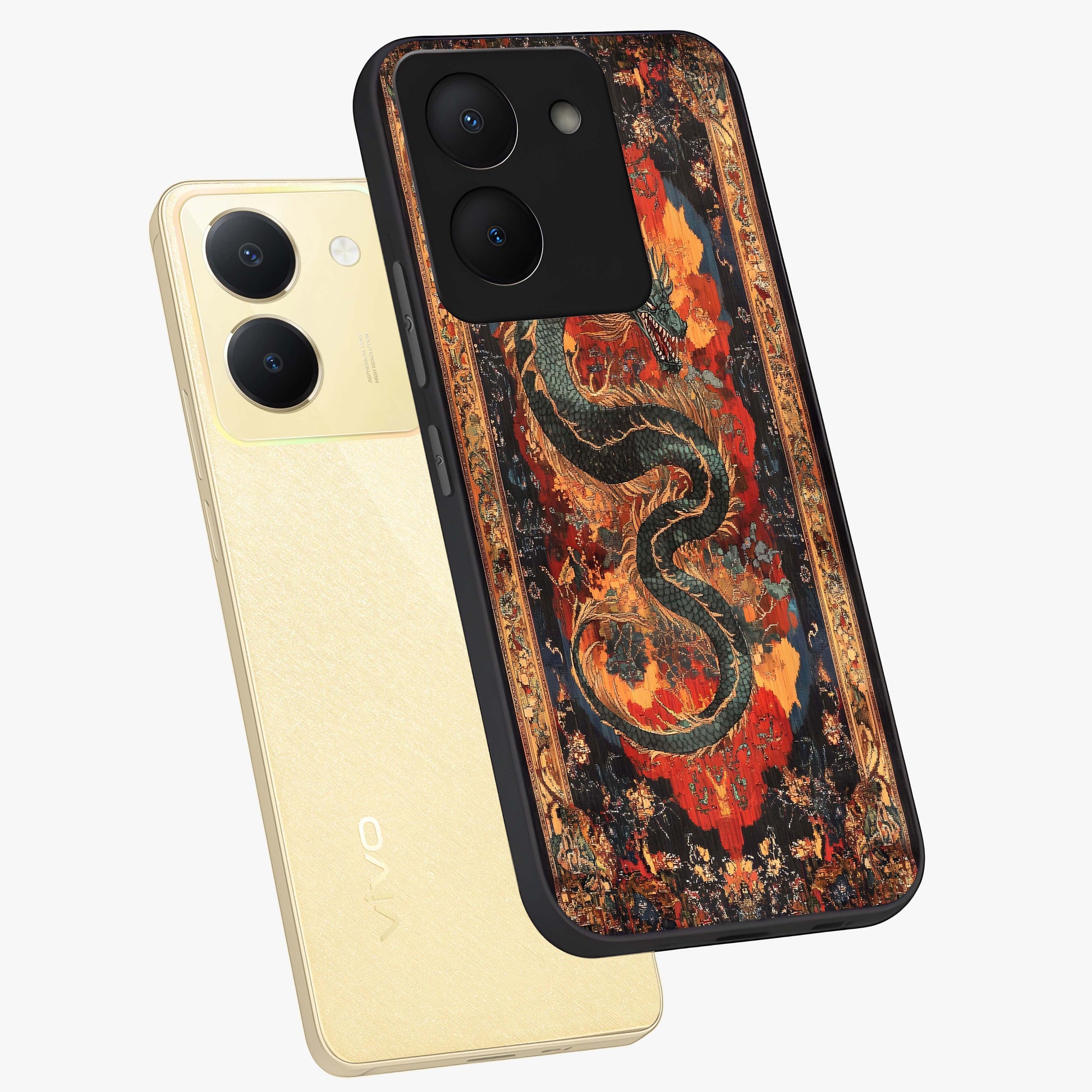 Inferno Dragon Soul Glass Case displayed in angled mockup highlighting powerful dragon illustration with inferno aesthetic.