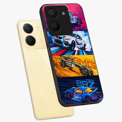 JDM Sports Car Glass Case displayed in angled mockup highlighting sleek Japanese racing car design with automotive aesthetic.