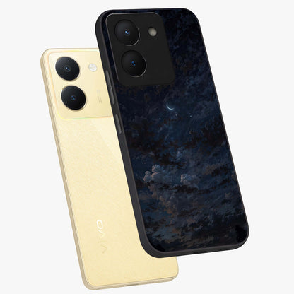 Lunar Veil Silence Glass Case displayed in angled mockup highlighting soft lunar design with peaceful celestial aesthetic.