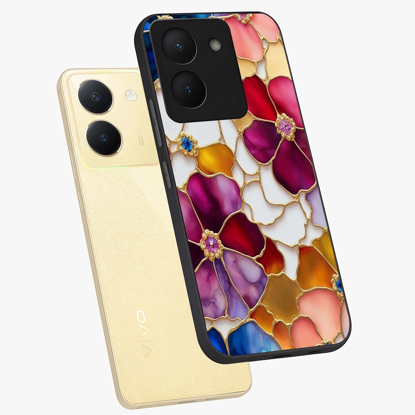 Marble Flower Pattern Glass Case displayed in angled mockup highlighting elegant marble floral design with modern aesthetic.