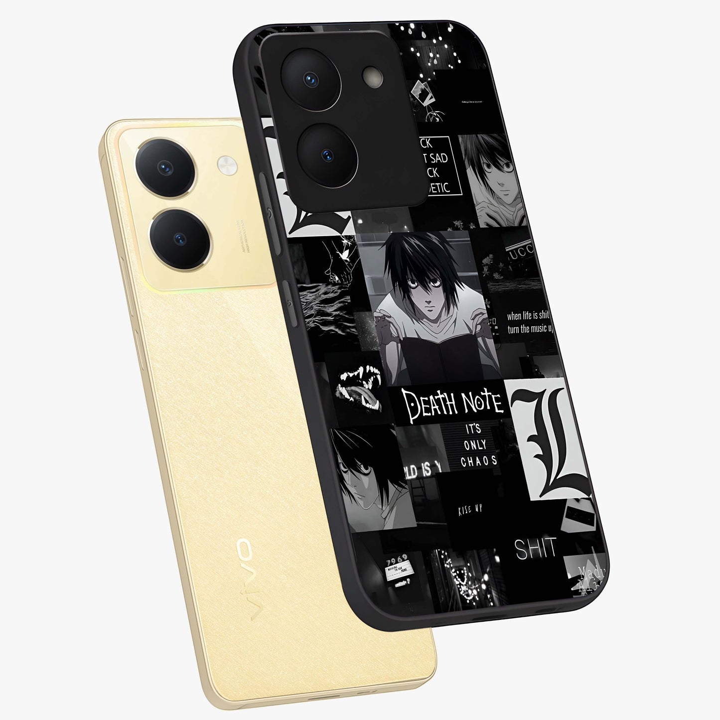 Midnight Chaos Mind Glass Case displayed in angled mockup highlighting chaotic artistic design with dramatic midnight aesthetic.