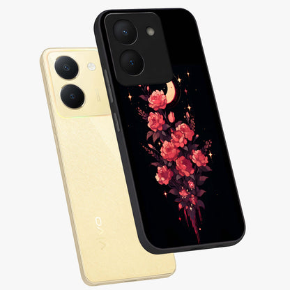 Moonlit Floral Elegance Glass Case displayed in angled mockup highlighting graceful flower design with soft moonlight aesthetic.