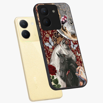 Moonlit Royal Stallion Glass Case displayed in angled mockup highlighting powerful stallion illustration with royal night aesthetic.