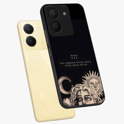 Mystic Victory Aura Glass Case displayed in angled mockup highlighting energetic aura design with bold mystical aesthetic.