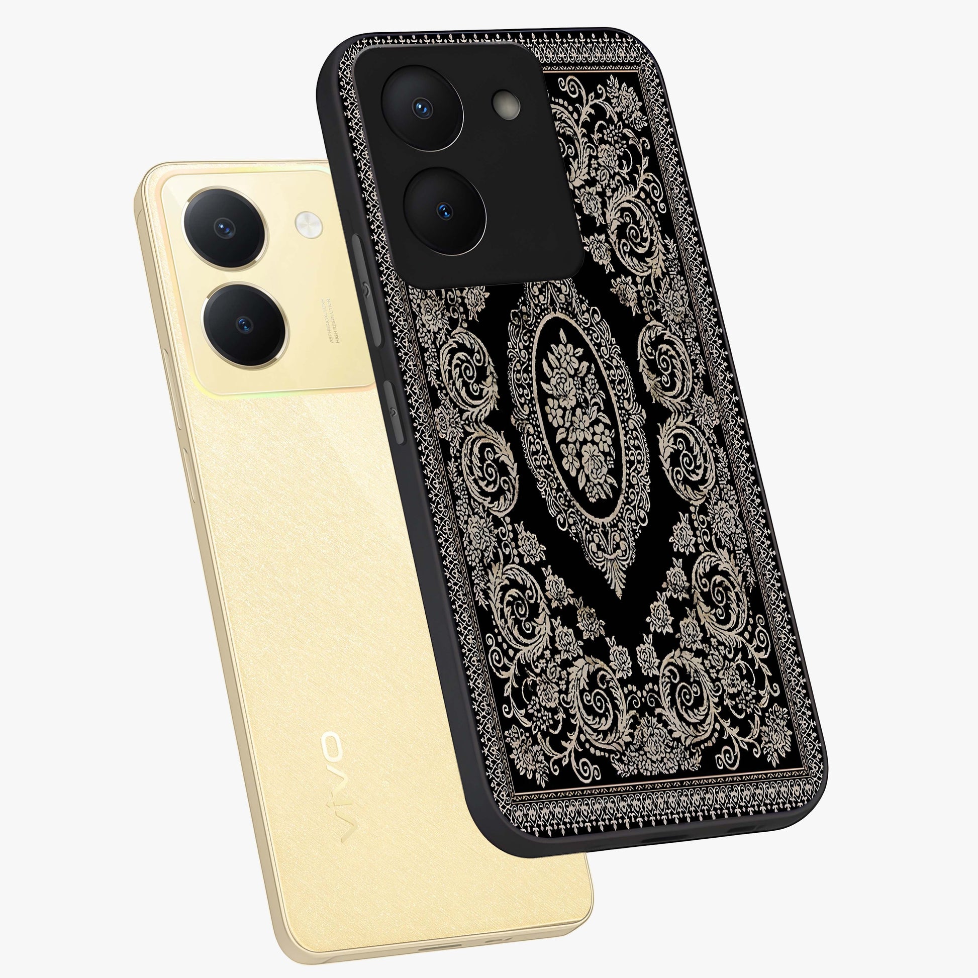 Noir Bloom Elegance Glass Case displayed in angled mockup highlighting refined flower design with stylish noir aesthetic.