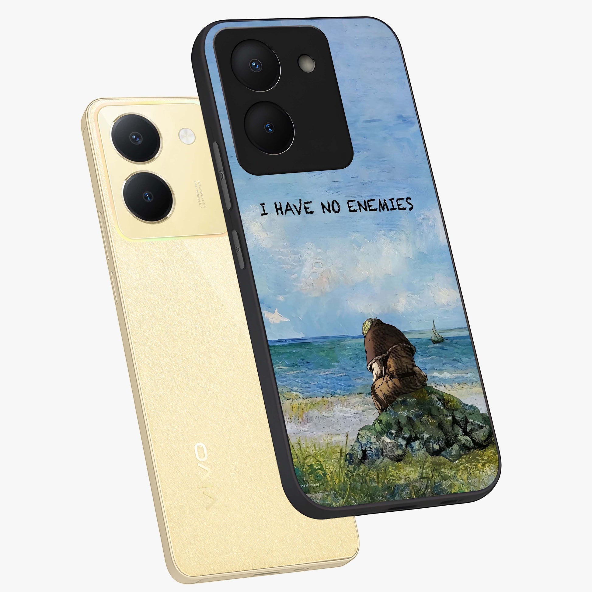 Peace Beyond War Glass Case displayed in angled mockup highlighting meaningful message design with artistic aesthetic style.