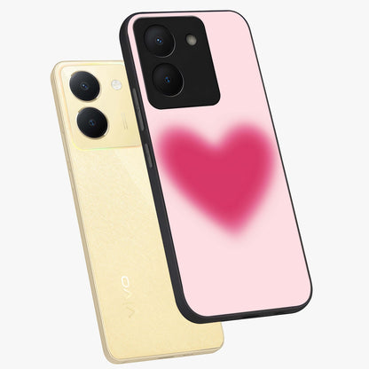 Pink Aura Heart Glass Case displayed in angled mockup highlighting vibrant pink heart design with dreamy aura aesthetic.