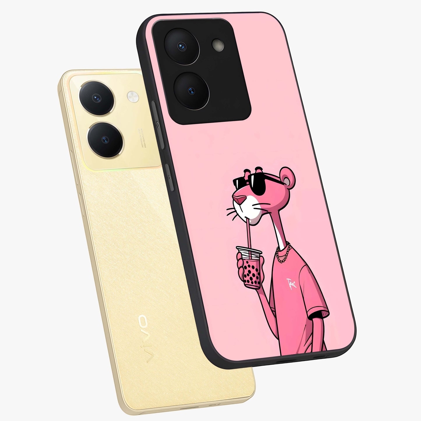 Pink Panther Glass Case displayed in angled mockup highlighting playful cartoon character design with vibrant pink aesthetic.