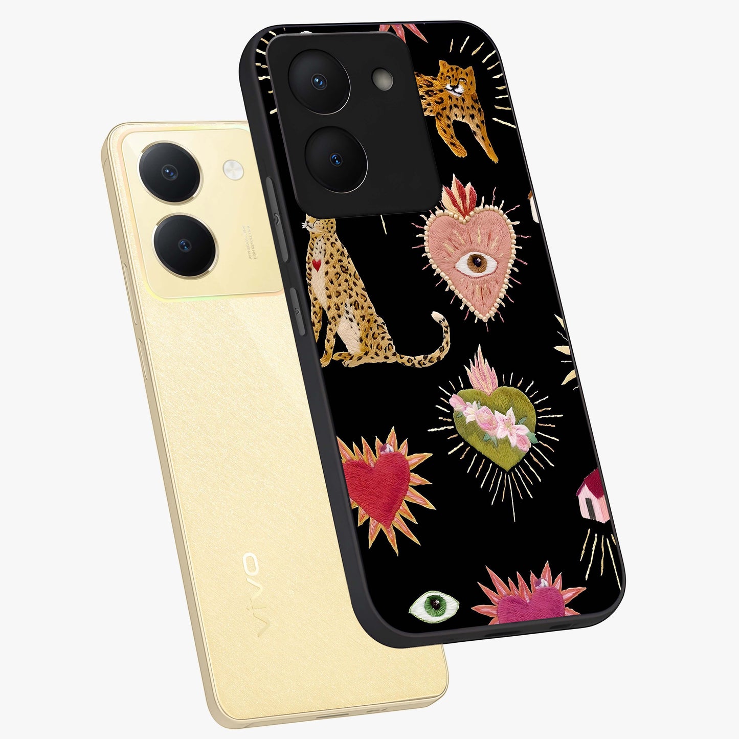 Sacred Jungle Heart Glass Case displayed in angled mockup highlighting lush tropical design with natural aesthetic style.