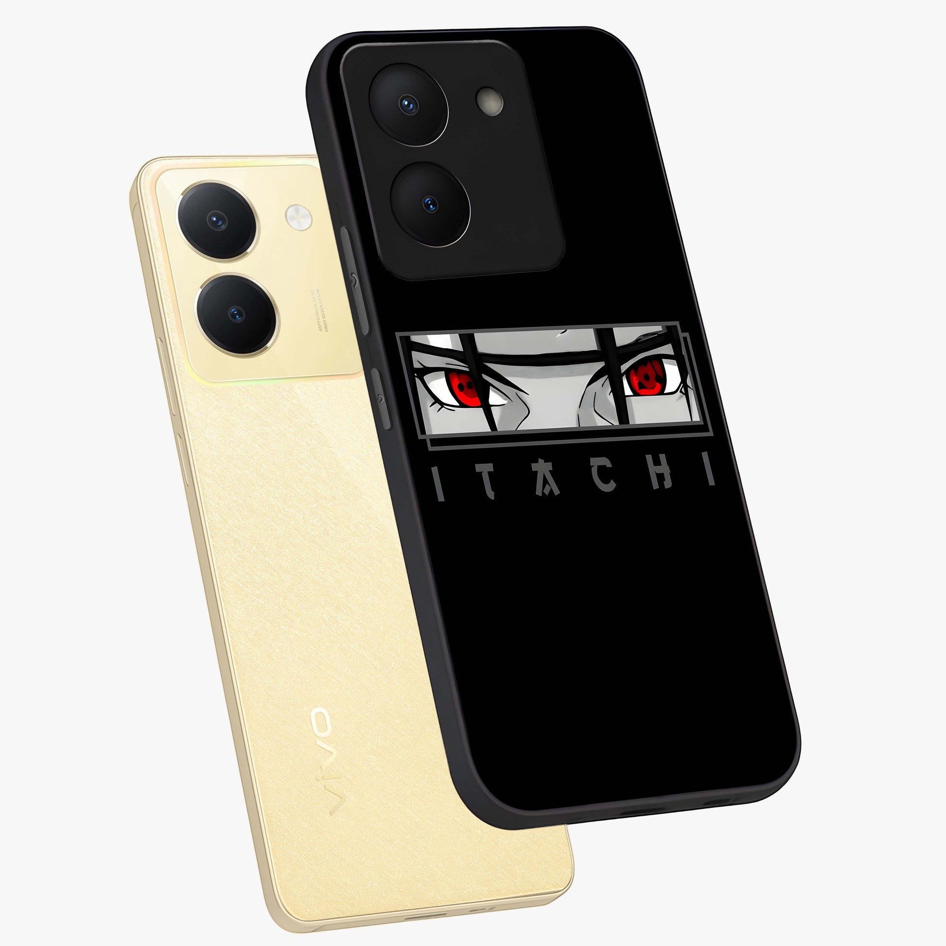 Scarlet Gaze Dominance Glass Case displayed in angled mockup highlighting intense visual design with bold scarlet aesthetic.