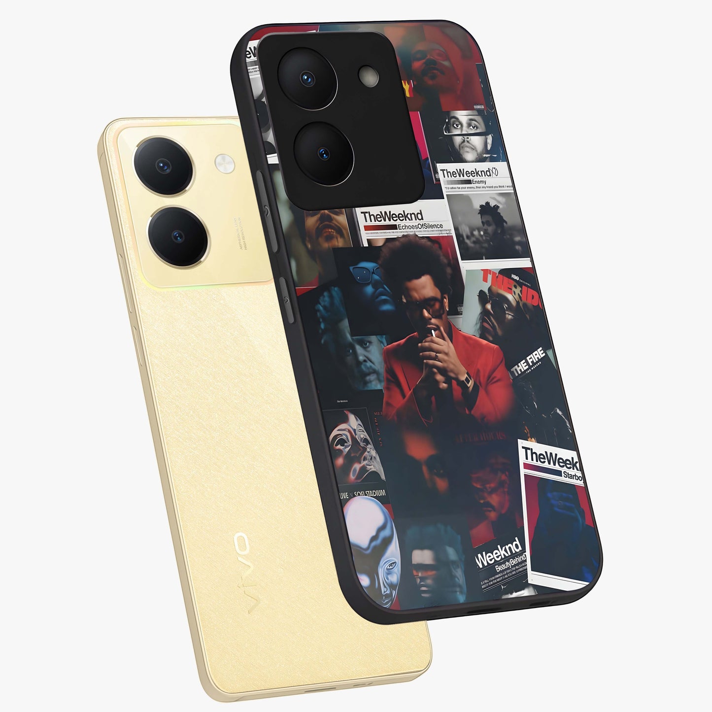 The Weeknd Glass Case displayed in angled mockup highlighting stylish pop culture inspired design with modern aesthetic.