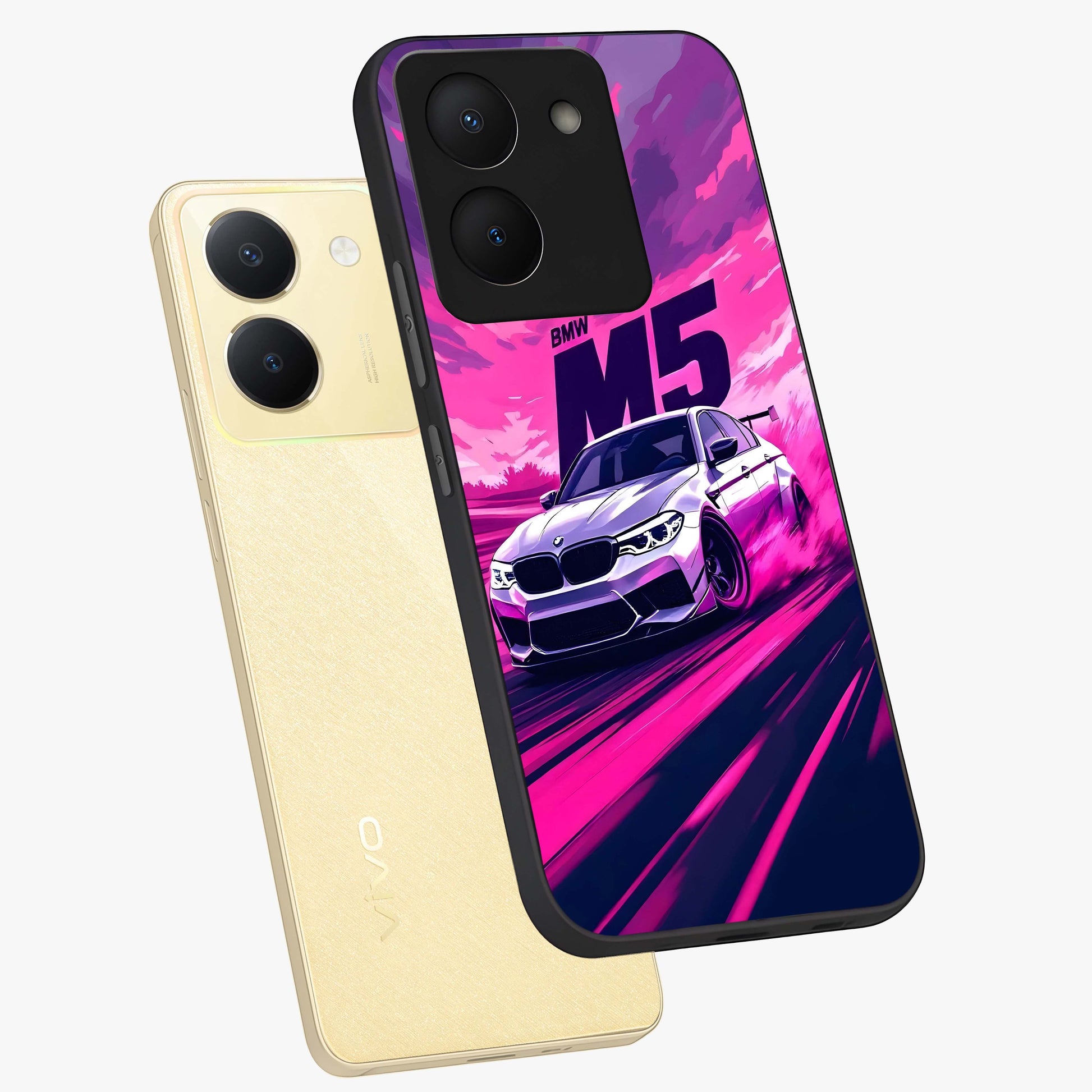Velocity Drift Pulse Glass Case displayed in angled mockup highlighting dynamic drift design with sporty automotive aesthetic.