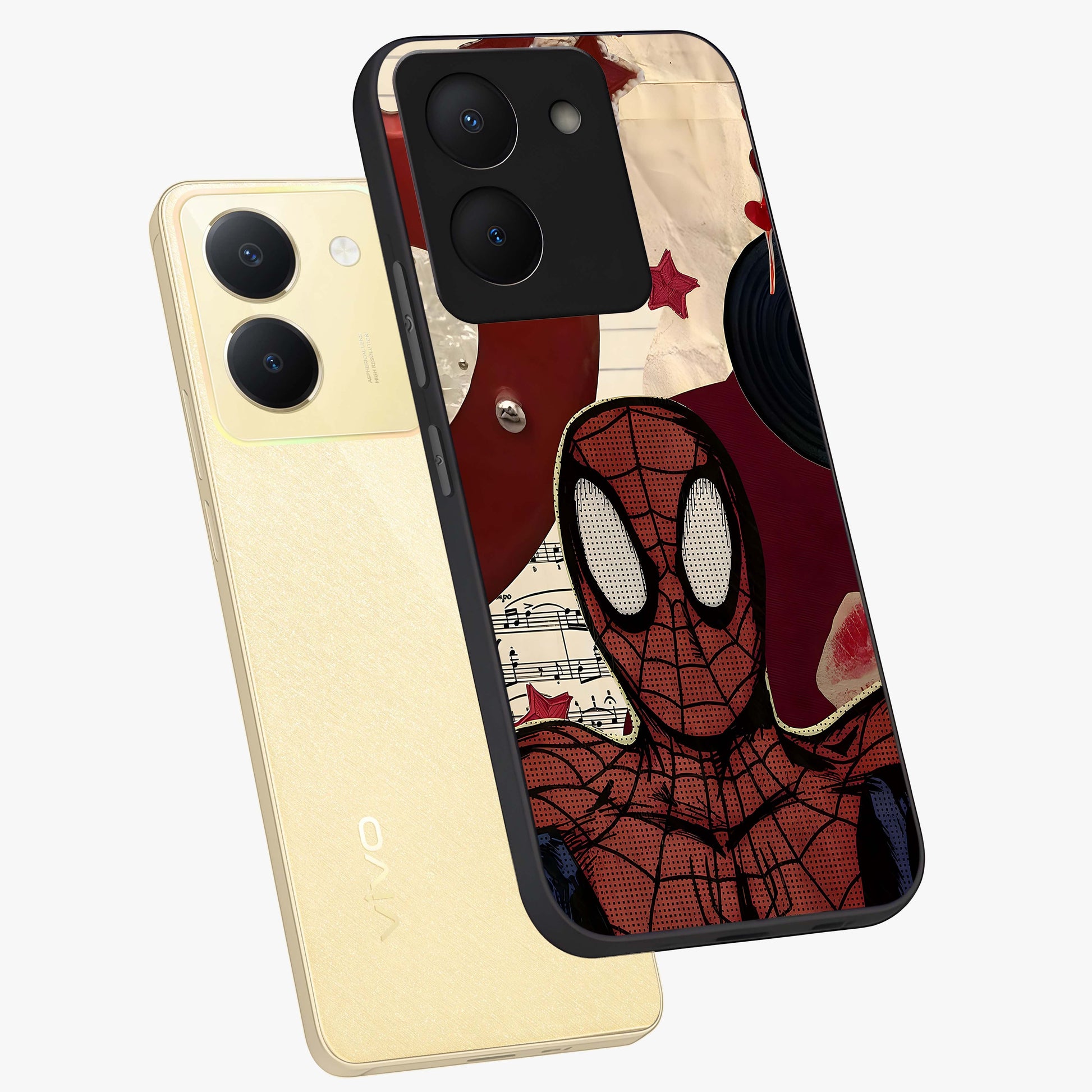 Web Warrior Vibes Glass Case displayed in angled mockup highlighting dynamic web design with comic style aesthetic.