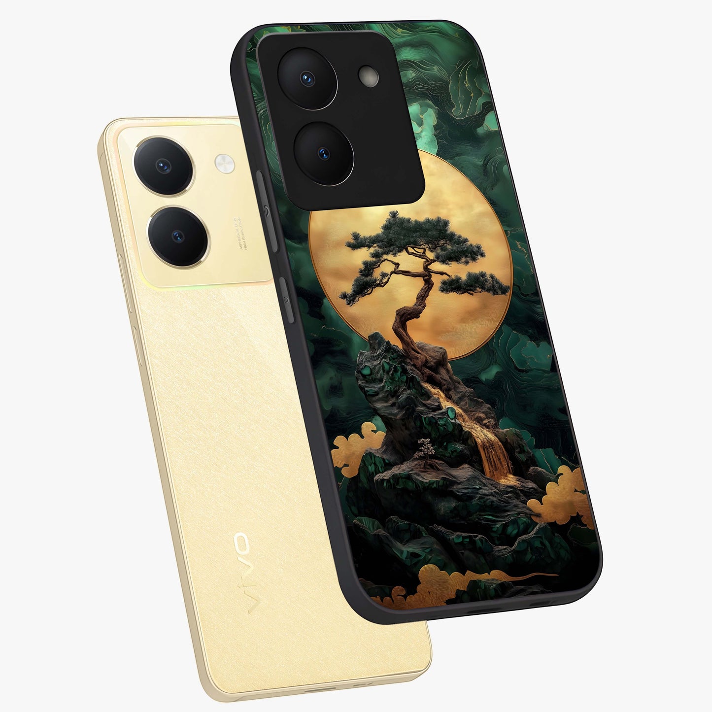 Zen Moon Rise Glass Case displayed in angled mockup highlighting peaceful lunar design with zen aesthetic style.