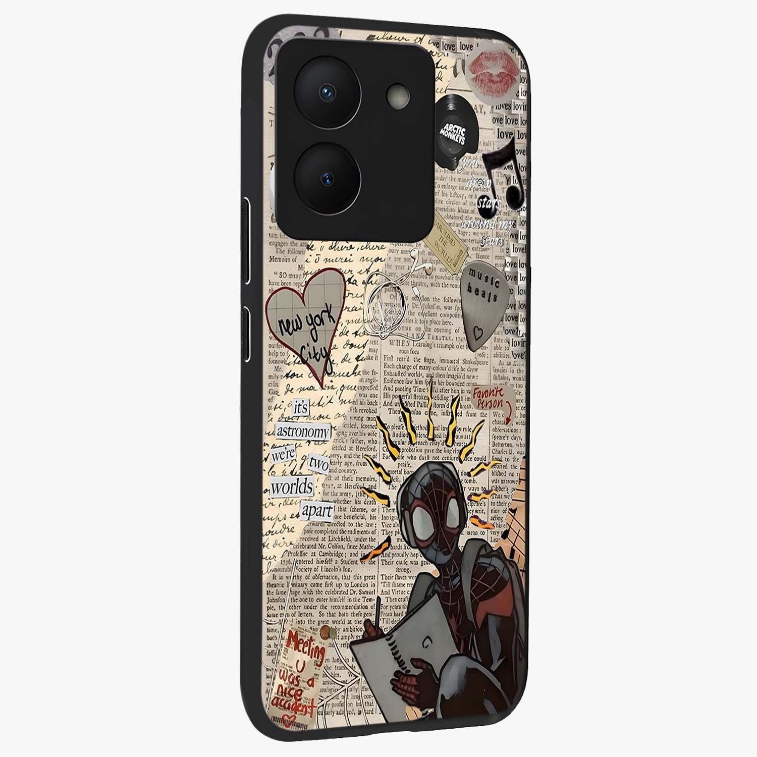 City Dream Sketch Glass Case upright view showcasing urban skyline artwork with stylish hand drawn design.