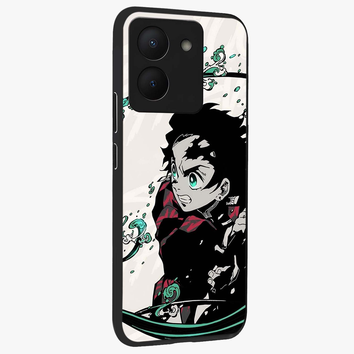 Demon Slayer Glass Case upright view showcasing powerful anime artwork with intense warrior theme.