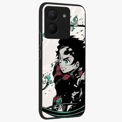 Demon Slayer Glass Case upright view showcasing powerful anime artwork with intense warrior theme.