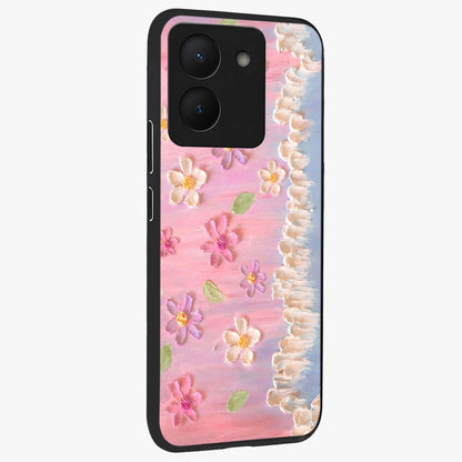 Dreamy Painted Garden Glass Case upright view showcasing vibrant floral garden artwork with artistic nature theme.