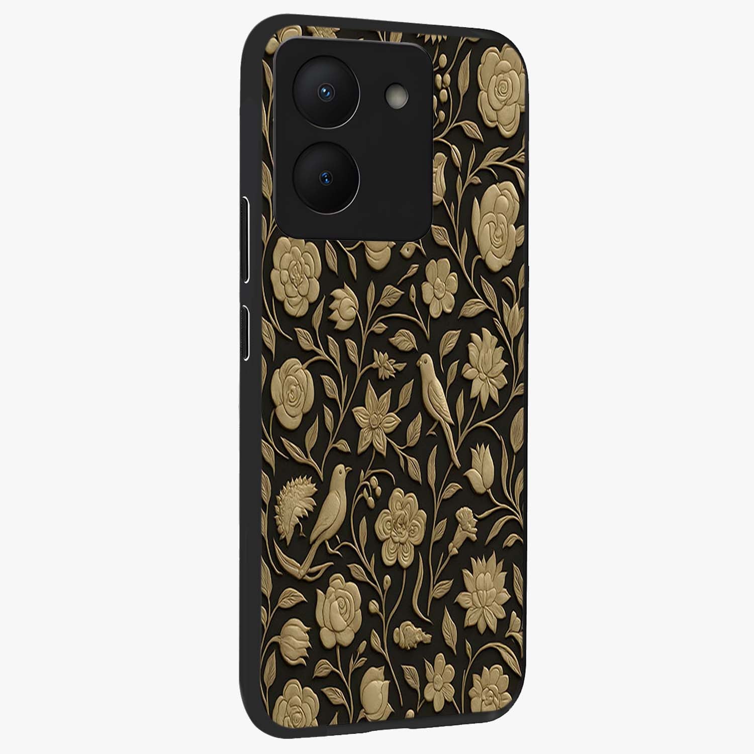 Golden Evil Eye Mandala Glass Case upright view showcasing decorative evil eye mandala artwork with spiritual aesthetic style.
