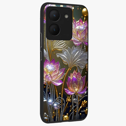 Golden Floral Majesty Glass Case upright view showcasing majestic floral artwork with rich decorative theme.