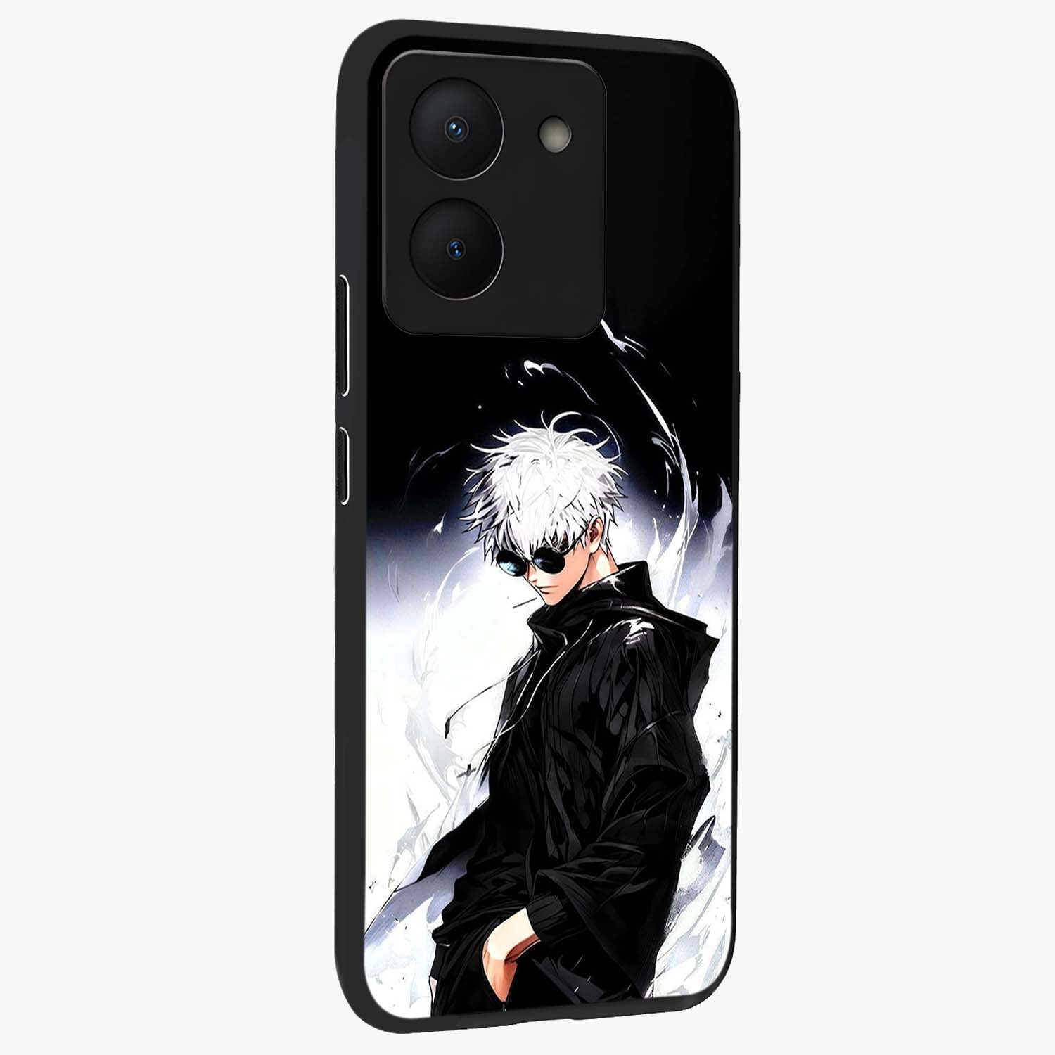 Limitless Shadow King Glass Case upright view showcasing bold shadow warrior artwork with epic fantasy theme.
