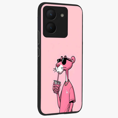 Pink Panther Glass Case upright view showcasing fun animated artwork with stylish retro cartoon theme.