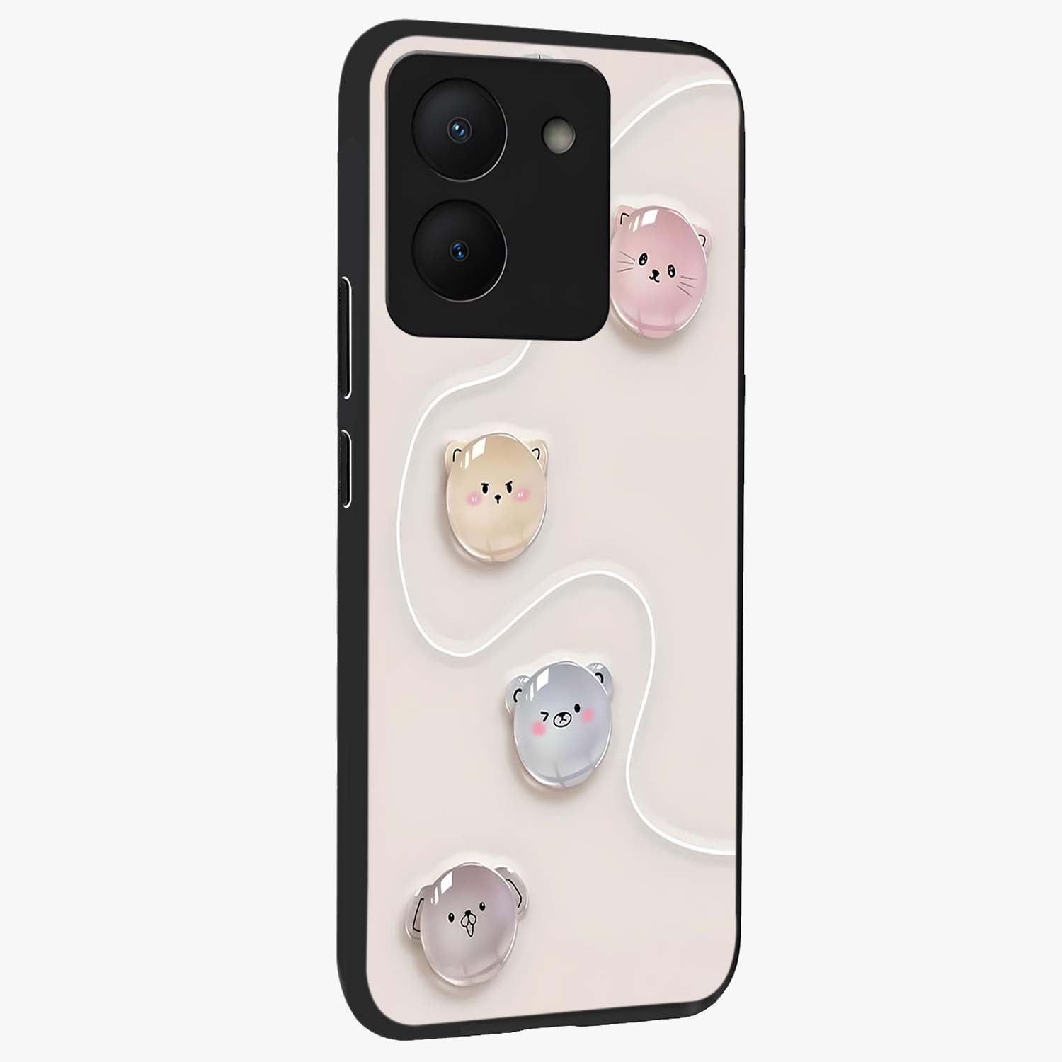 Puffy Face Parade Glass Case upright view showcasing adorable character artwork with cheerful animated theme.